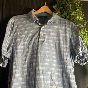 Jos A Bank Travelers  Blue & Grey Striped Polo 💕